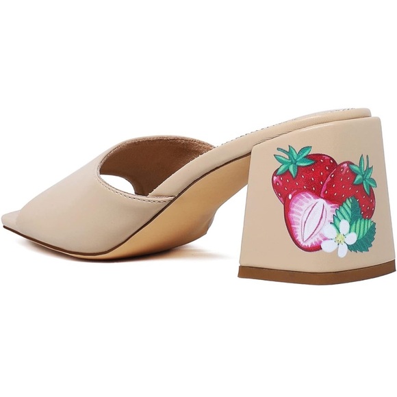 Women's Low Block Heels Sandal Square Open Toe Chunky High Heels Slip on Heeled - Picture 6 of 7